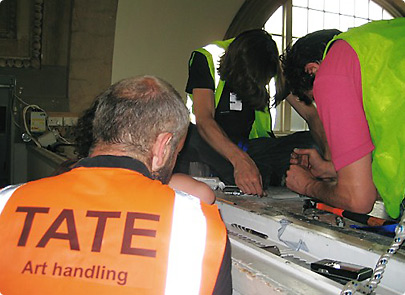 The installation team from FluxMetal at Tate Britain